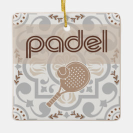 Padel Ornament-Spanish Tile Vibes in Taupe & Brown セラミックオーナメント