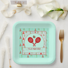 Padel Paper Plate – Padel Retro Christmas ペーパープレート