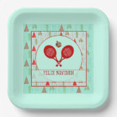 Padel Paper Plate – Padel Retro Christmas ペーパープレート (正面)