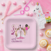 PADEL PLATE: CELEBRATION PADEL DIVA ブライトピンク ペーパープレート (パーティー)