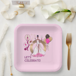 PADEL PLATE: CELEBRATION PADEL DIVA ブライトピンク ペーパープレート