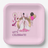 PADEL PLATE: CELEBRATION PADEL DIVA ブライトピンク ペーパープレート (正面)