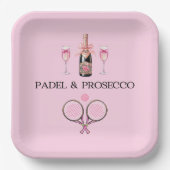 PADEL PLATE: PADEL & PROSECCO CLASSIC PINK/BLACK ペーパープレート (正面)