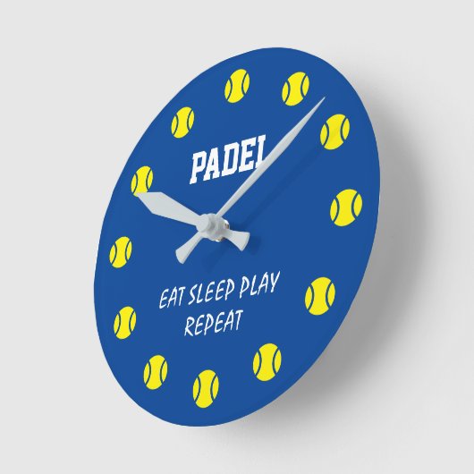 Padel sports wall clock with yellow ball dial ラウンド壁時計 (傾斜)