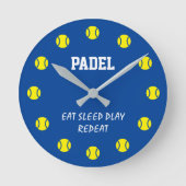 Padel sports wall clock with yellow ball dial ラウンド壁時計 (正面)