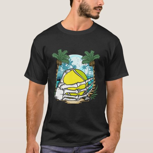 Padel Tennis Ball Goth Skeleton Hand Halloween Pal Tシャツ (正面)