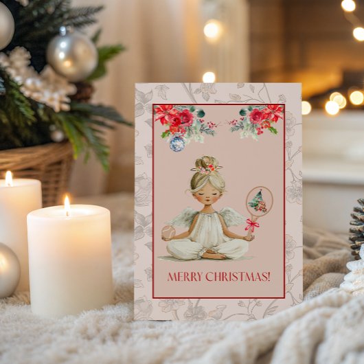 Padel Themed Greeting Card – Christmas Angel Motif カード