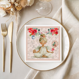 Padel Themed Napkins– Christmas Angel Motif スタンダードカクテルナプキン