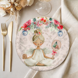 Padel Themed Paper Plates – Christmas Angel Motif ペーパープレート