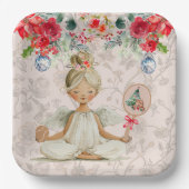 Padel Themed Paper Plates – Christmas Angel Motif ペーパープレート (正面)