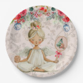 Padel Themed Paper Plates – Christmas Angel Motif ペーパープレート (正面)