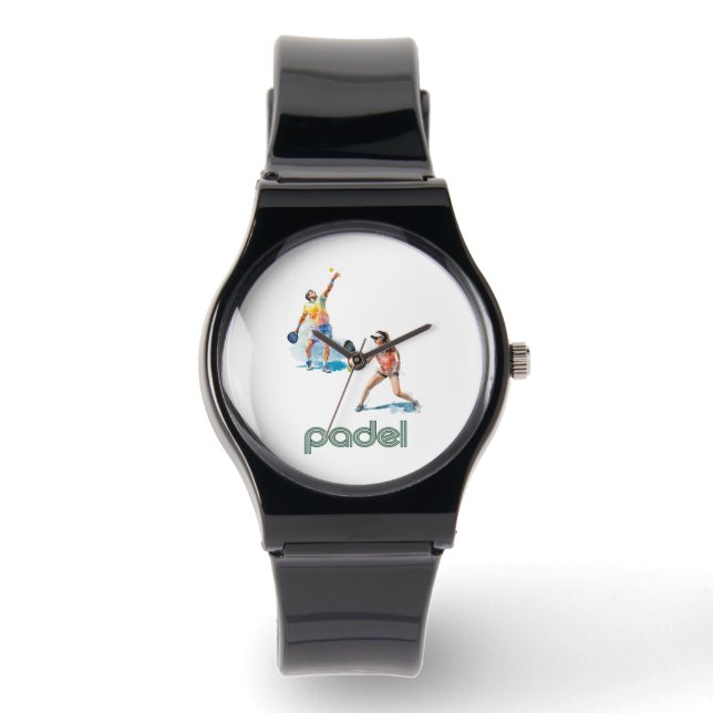 Padel Watch – Padel Chic Vibrant Style ブラック 腕時計 (正面)