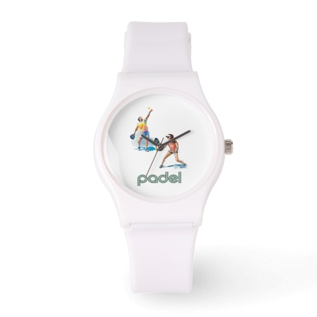 Padel Watch – Padel Chic Vibrant Style ホワイト 腕時計 (正面)