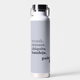 Padel Water Bottle-Personalize Word Vibe Grey ウォーターボトル