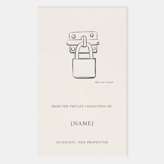 Padlock Ex Libris Bookplate -Library Label 長方形シール