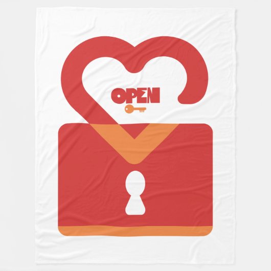PADLOCK OPEN CLOSED HEART BY MASANSER PIXELAT フリースブランケット (正面)