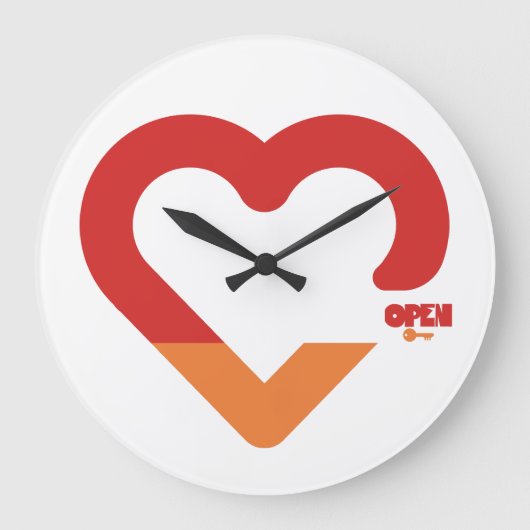 PADLOCK OPEN CLOSED HEART BY MASANSER PIXELAT ラージ壁時計 (正面)