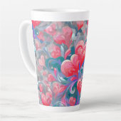 Padrão de corações em movimento, vermelho e azul. カフェラテマグ (左アングル)