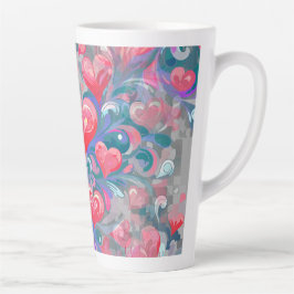 Padrão de corações em movimento, vermelho e azul. カフェラテマグ