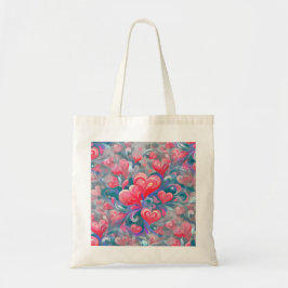 Padrão de corações em movimento, vermelho e azul. トートバッグ