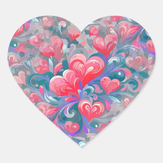 Padrão de corações em movimento, vermelho e azul. ハートシール (正面)