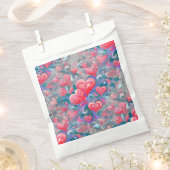 Padrão de corações em movimento, vermelho e azul. フェイバーバッグ (クリップ留めされた状態)