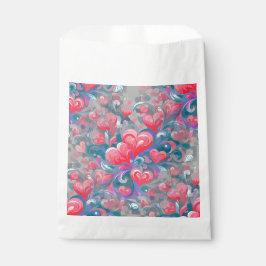 Padrão de corações em movimento, vermelho e azul. フェイバーバッグ