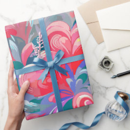 Padrão de corações em movimento, vermelho e azul. ラッピングペーパー