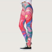 Padrão de corações em movimento, vermelho e azul. レギンス (左)