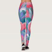 Padrão de corações em movimento, vermelho e azul. レギンス (裏面)
