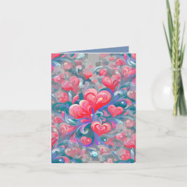 Padrão de corações em movimento, vermelho e azul. 招待状