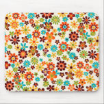 padrão de flores マウスパッド<br><div class="desc">padrão de flores em tamanhos variadas nas cores castanho azul e amarelo</div>