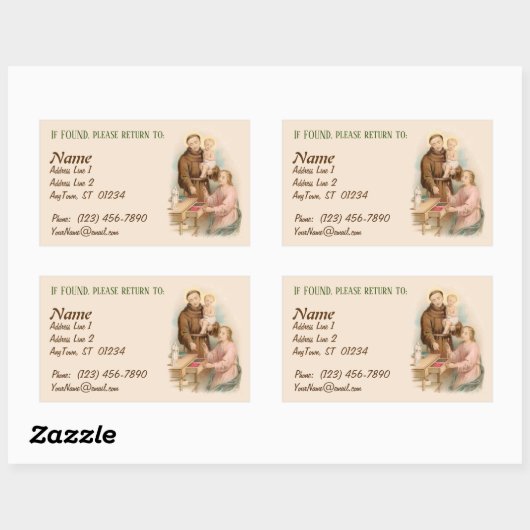 Paduaの聖アントニー、物事の失ったファインダー(TF 01) 長方形シール (シート)