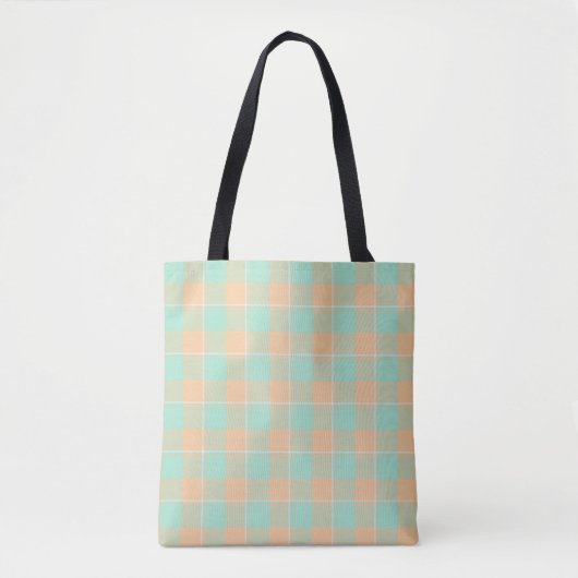 Padua Green and Corvette Peach Plaid トートバッグ (正面)