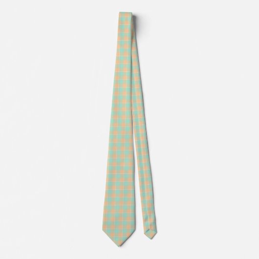 Padua Green and Corvette Peach Plaid Neck Tie ネクタイ (正面)