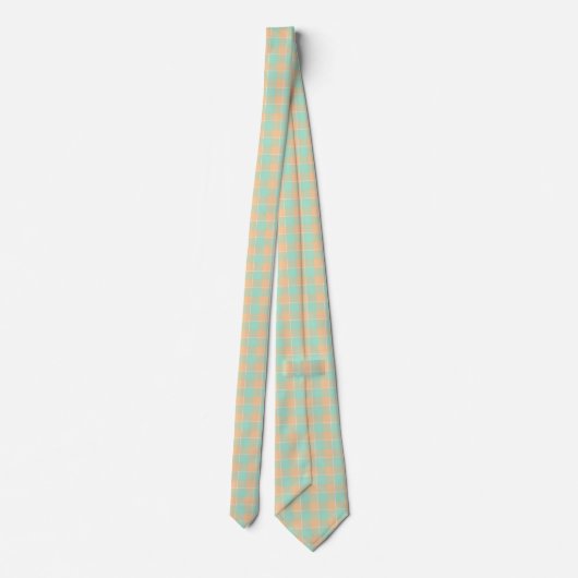 Padua Green and Corvette Peach Plaid Neck Tie ネクタイ (裏面)