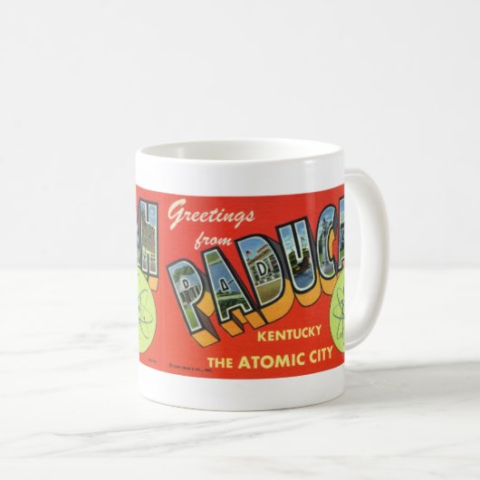 Paducahのヴィンテージの郵便はがきのマグからの挨拶 コーヒーマグカップ (正面右)