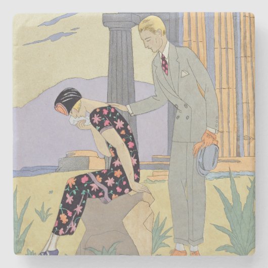 Paestum 1924年(pochoirのプリント) ストーンコースター (正面)