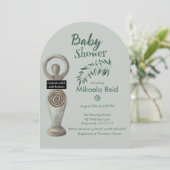 Pagan Mother Goddess With Leaves Baby Shower 招待状 (スタンド正面)