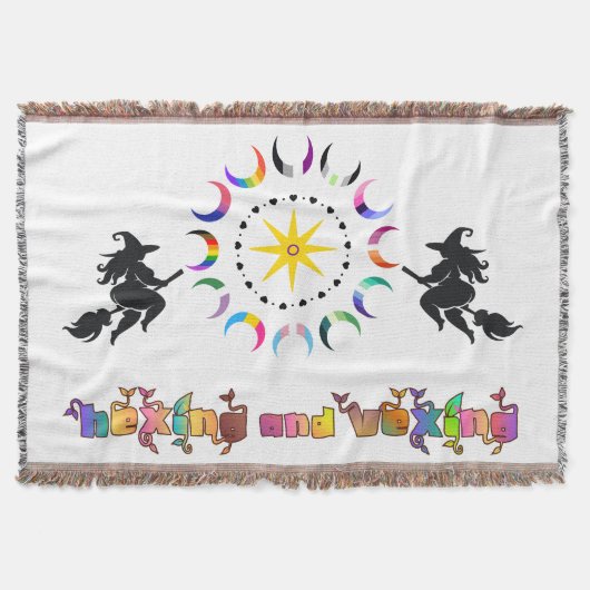 Pagan Prayer Rug Altar Cloth Witchy Queer Pride スローブランケット (正面)