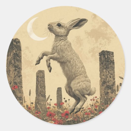 Pagan Stone Circle Dancing Hare Envelope Seal ラウンドシール (正面)
