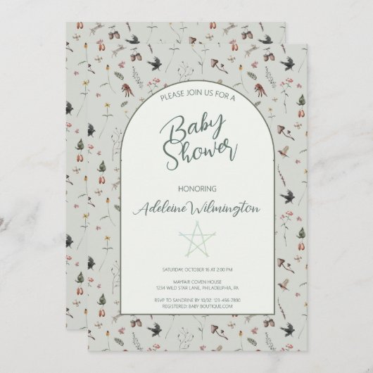 Pagan Wild Forest Baby Shower 招待状 (正面/裏面)