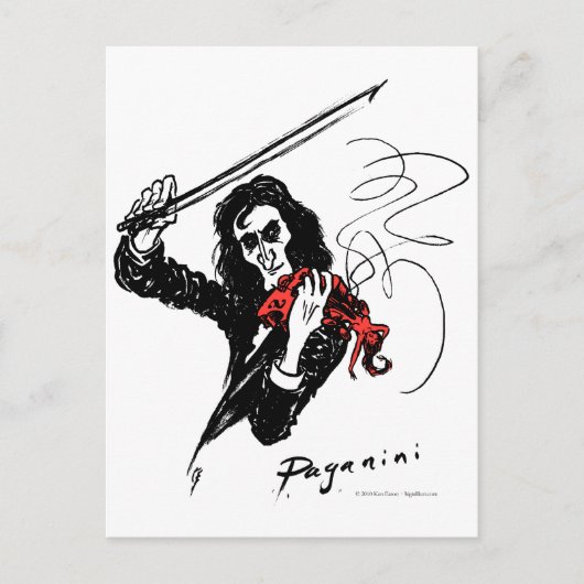 Paganini color3 b&w&red 300dpi ポストカード (正面)