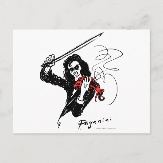 Paganini color3 b&w&red 300dpi ポストカード (正面)