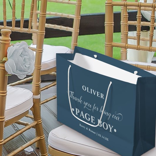Page パーソナライズされた Boy Blue Thank ラージペーパーバッグ