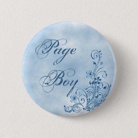 Page Boy Roundボタン： Sky Blue Elegance 缶バッジ (正面)