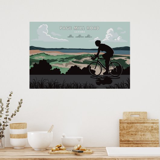 Page Mill Road Cycling Poster ポスター (キッチン)