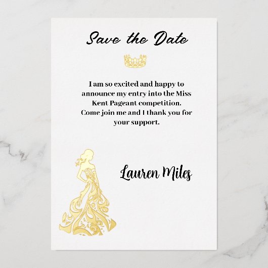 Pageantの発表 箔招待状 (正面)