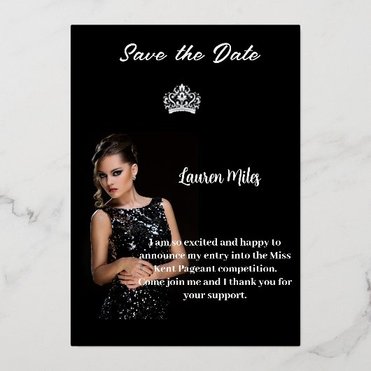 Pageantの発表 箔招待状 (正面)