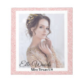 Pageant Autograph Pad -バラ金ゴールドグリッター縁ど ノートパッド (正面)